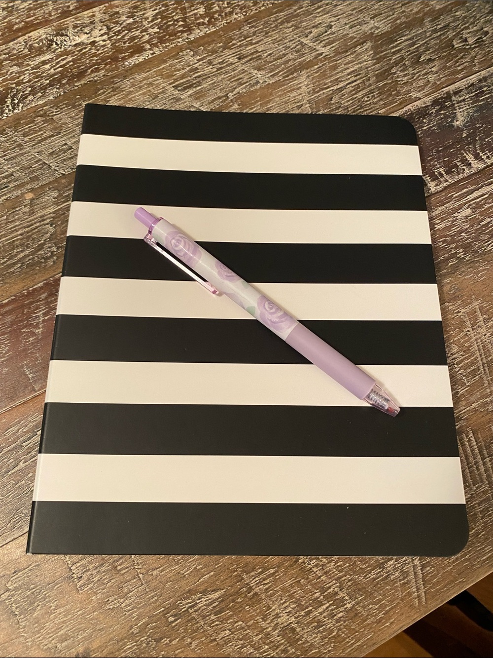 kate spade Black and White Striped Notebook and pen set
